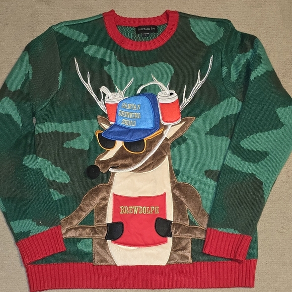 Blizzard Bay Other - BLIZZARD BAY UGLY CHRISTMAS SWEATER BREWDOLPH CAMO MENS LARGE EUC